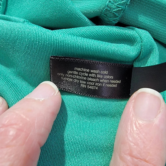 The Limited Jade Green Faux Wrap Halter Dress Button Back Neck Lined  Size M - Picture 10 of 13